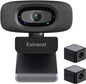 2K Quad HD Webcam with Privacy Cover & Noise-Canceling Microphone & USB C Adapter, Video Web Streaming Camera for PC Computer Desktop Laptop Mac Zoom Teams &More, 2pcs Cable Organizer