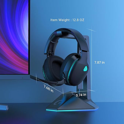 2.4GHz Wireless Gaming Headphones for PS5, PS4 Fortnite & Call of Duty/FPS Gamers, PC, Nintendo Switch, Bluetooth 5.3 Gaming Headset with Noise Canceling Mic, Stereo Sound, 40+Hr Battery -Black