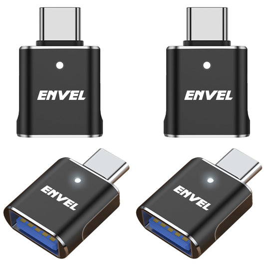 ENVEL 𝟒𝐏𝐚𝐜𝐤 𝐔𝐩𝐠𝐫𝐚𝐝𝐞𝐝 USB C to USB Adapter, 10 Gbps Type-C Male to USB3 Female OTG Converter, Compatible with Apple iWatch iPhone 17 16 15 Galaxy S24 iPad Air 4 5 Mini 6