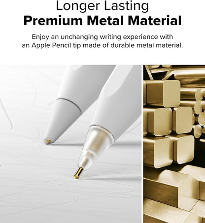 Ringke Apple Pencil Tips [3 Pack/Replacements for All Generations] Compatible with Apple Pencil Pro, 1st, 2nd Gen, USB-C Accessories, Clean & Neat Feel Nib - Metal (Matte Clear)