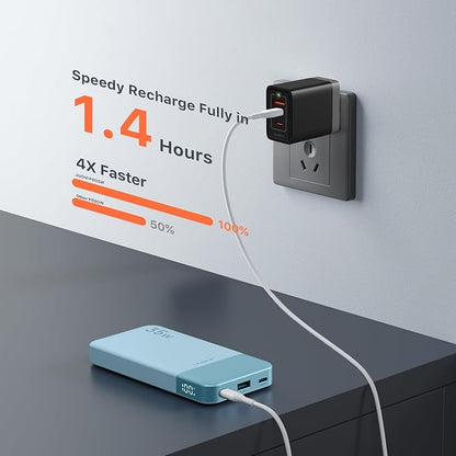Power Bank Fast Charging 10000mAh 35W Portable Charger Small Battery Pack with PD 3.0 & QC 4.0 Type-C USB-A Input Output Lightweight Phone Charger Compatible for iPhone Samsung iPad