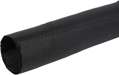 Black Braided Cable Management Sleeves Wire Loom Tubing Cord Protector Self-Wrapping (3/8"-12Feet)