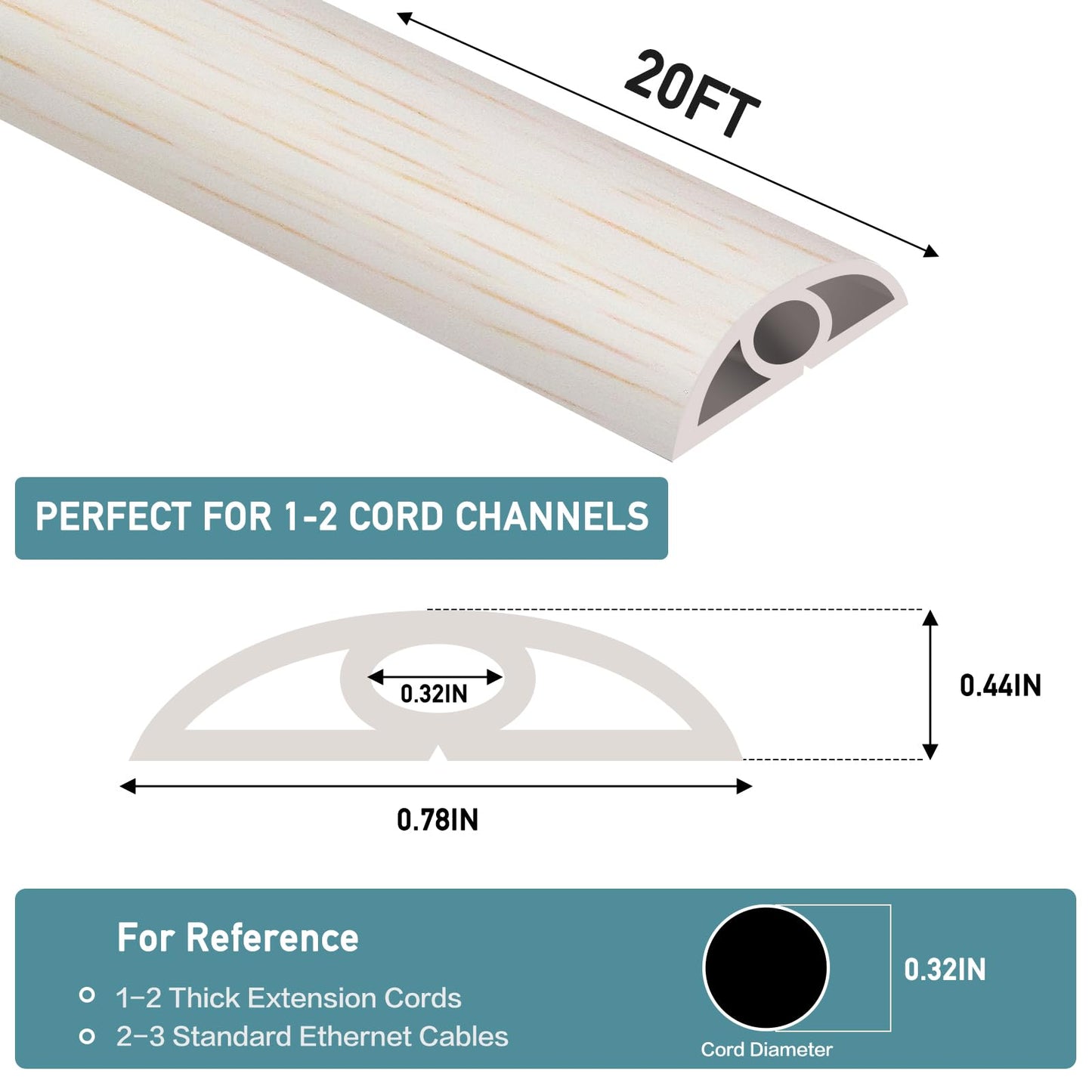 LSGCQ Floor Cord Cover Self Adhesive Cord Hider Floor Cable Management