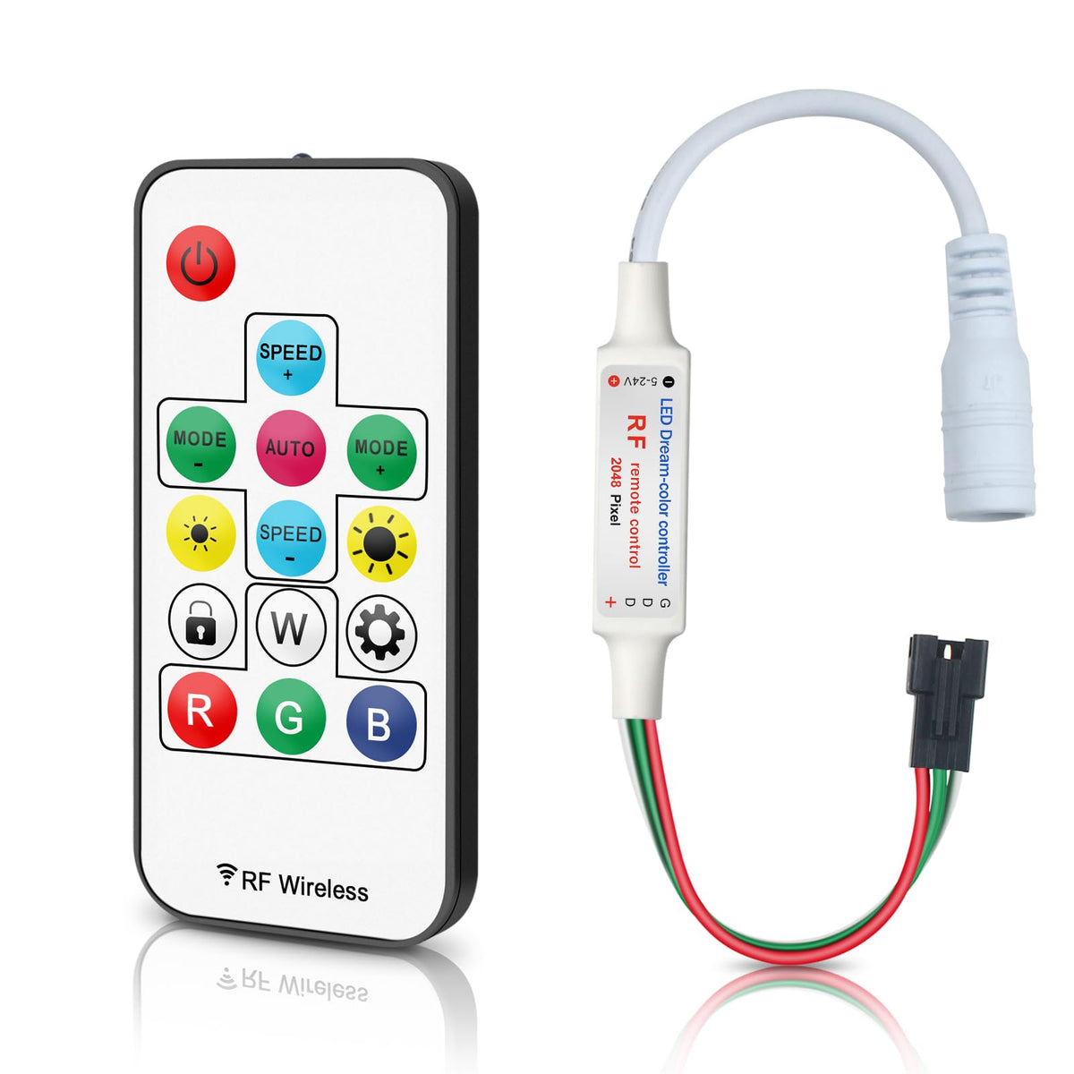 RGBZONE 3-Pin LED Controller, RF Remote for WS2812B/WS2811 Light Strips