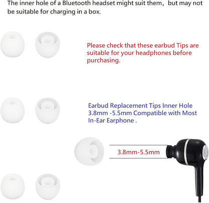 36 Pieces Small Earbud Tips Soft and Comfortable Silicone Earbud Tips Ear Bud Replacement Pieces Silicone Fit Most in-Ear Headphones，Inner Hole 3.8mm -5.5mm，Small White Replacement Eartips