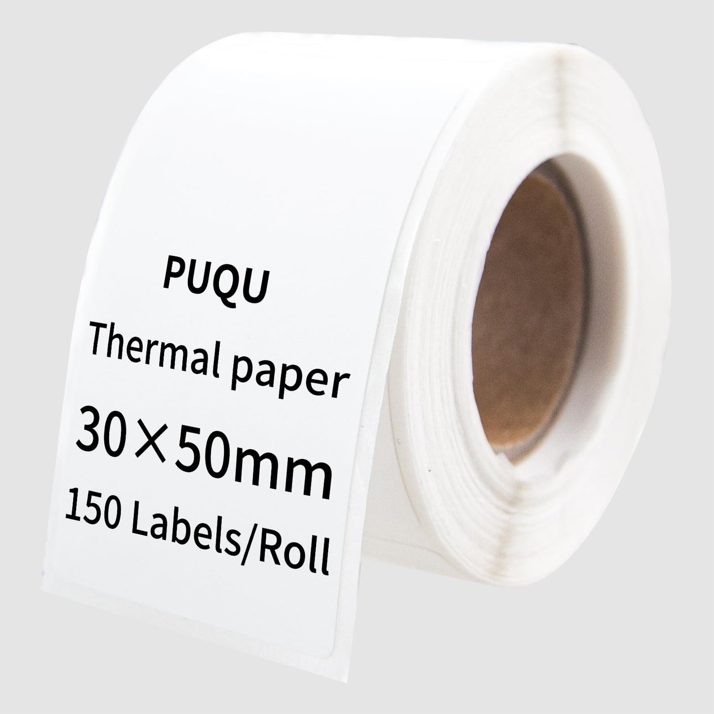 PUQU 30x50mm Direct Thermal Sticker Labels, Self-Adhesive All-Purpose Label Maker Tape, Compatible with AQ Series Label Printer, Refills Standard Laminated Office Labeling, 1 Roll of 150 Labels