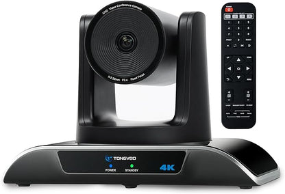 TONGVEO 4K PTZ Camera with AI-Powered Auto-Tracking 5X Digital Zoom USB 3.0 120-Degree Wide-Angle PTZ Webcam for Video Conference YouTube/Teams/Zoom Meeting Live Streaming