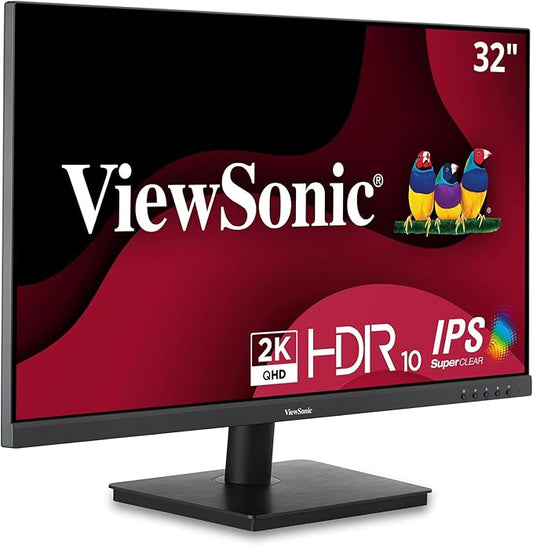 ViewSonic VS3225-2K 32 Inch 1440p Monitor, IPS Display for Productive Home and Office Spaces, Eye Care Technology, Variable Refresh Rate, HDMI, and DisplayPort Inputs