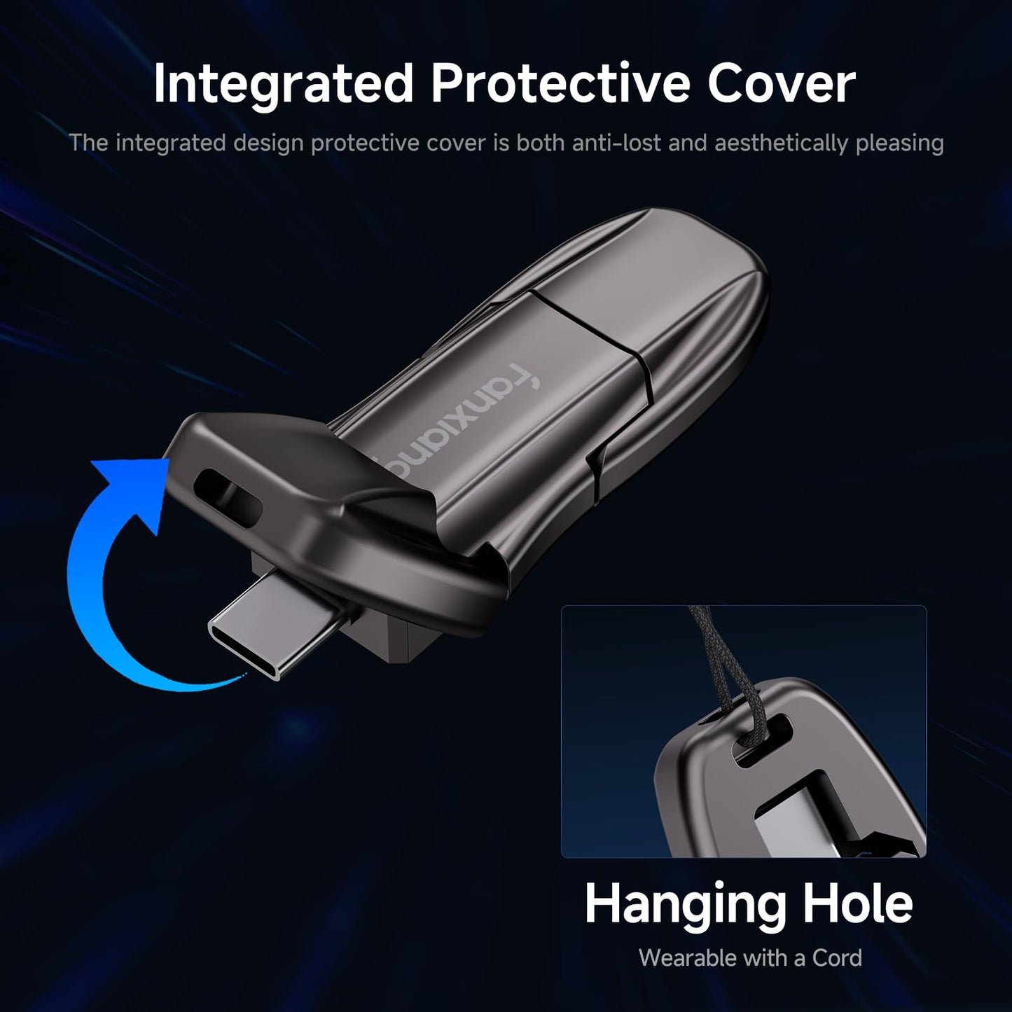 fanxiang Flash Drive 512GB, USB 3.2 Gen2 Up to 1050MB/s, USB Drive, USB A + Type C External Portable SSD for iPhone 15/Pro/Android Phone/Windows/MacPC/Laptops, FF952