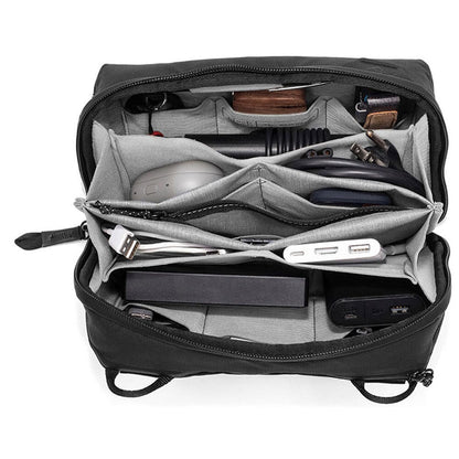 Peak Design Tech Pouch, Black, Electronics Organizer for Travel or Everyday Carry, Origami-Style Storage, Cable Pass-Through, Weatherproof Recycled Nylon, Gear Carry Bag for Men and Women