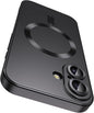 Magnetic for iPhone 16 Case [Compatible with MagSafe][Built-in Camera Lens Protector] Slim Soft Silicone Bumper Shockproof Metallic Luster Phone Case (Black)