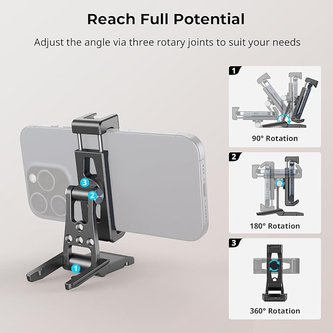 SMALLRIG Metal Phone Tripod Mount, Cell Phone Mount with Quick Release Adapter for Arca-Swiss, Multifunctional Phone Holder for Arca-Type Tripod, for DJI RS 3 Mini Stabilizer, for iPhone - 4611
