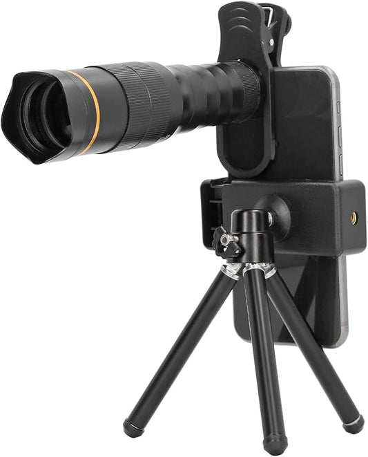 Portable 32X Phone Camera Lens HD Zoom Lens Clip On, Double Adjustment Eyepiece System, Large Aperture Objective Lens, Multiple Use Modes, Widely Applicable for Photo Video