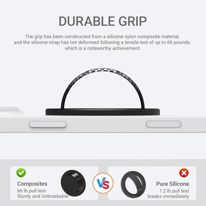 Grat 3 Lite Magnetic Phone Loop, [Nylon-core Silicone Strap] 360° Rotatable Phone Grip, Detachable Finger Holder Compatible with Magsafe for iPhone 16 15 14 13 12 Pro/max, Black