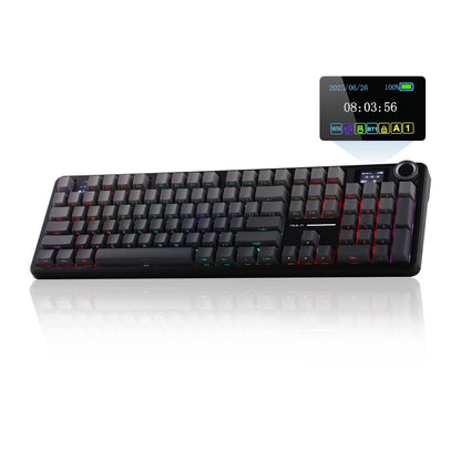 EPOMAKER X Aula F108 PRO Wireless Gaming Keyboard with Screen, 8000mAh Battery, 104 Hot-Swappable and Programmable Keys and Knob, RGB Backlight, for Mac/PC/Android (Black Gradient)