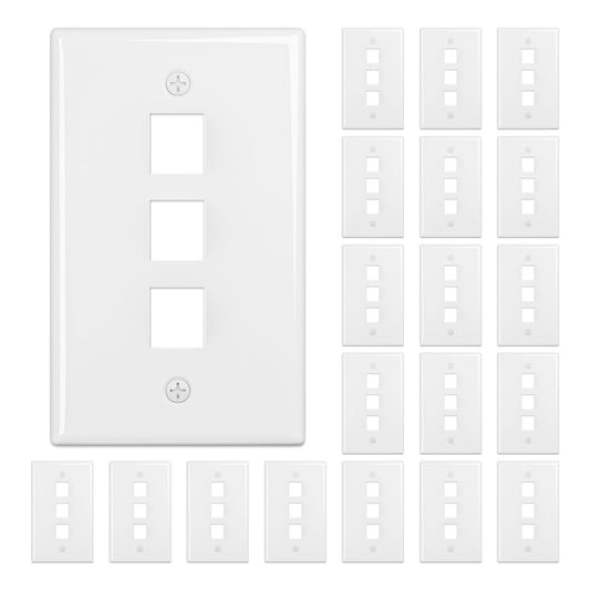 FGB 1-Port Keystone Wall Plate, for Keystone Jacks, 20-Pack, White