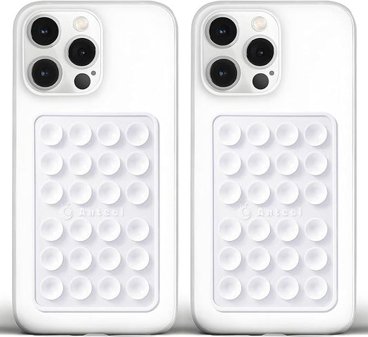JingJinYY Medium-Sized Silicone Suction Phone Case Adhesive Mount, Enhanced Suction Power and Upgraded Thickened Sticky Phone Grip, Durable, Hands-Free Sticky Phone Holder, 2.28"x3.46" (WHT&WHT)