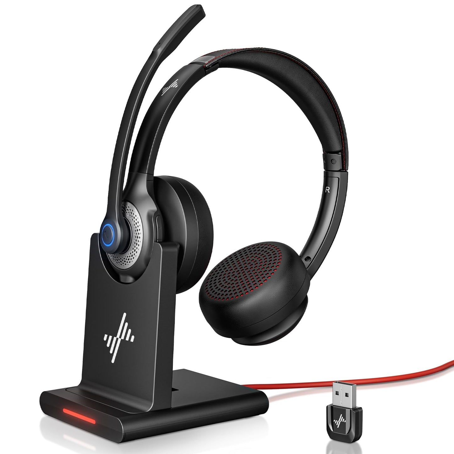 JIAMQISHI Bluetooth Wireless Headset with Mic for Work, Bluetooth 5.2, Advanced Noise Reduction Microphone, Clear Calls - Comfortable On-Ear Headphones, Applicable to PC, Laptop, Phone, Android, Zoom