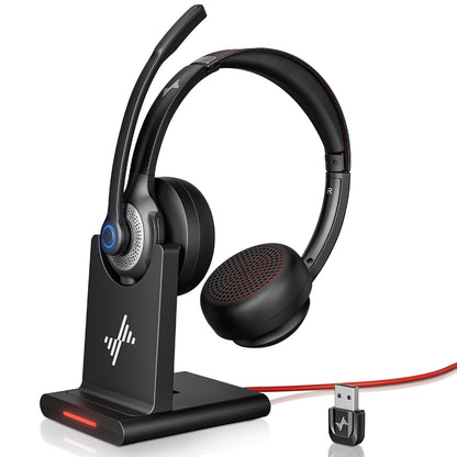 JIAMQISHI Bluetooth Wireless Headset with Mic for Work, Bluetooth 5.2, Advanced Noise Reduction Microphone, Clear Calls - Comfortable On-Ear Headphones, Applicable to PC, Laptop, Phone, Android, Zoom