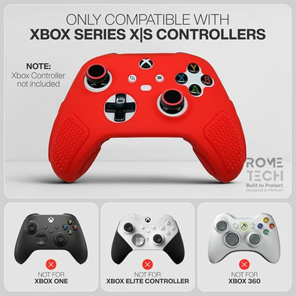 for Xbox Controller Series X/S (2024/2023) Silicone Protective Cover, Soft Skin Xbox Controller Accessories, Anti-Slip Cover with 2 Joystick Caps (Red)