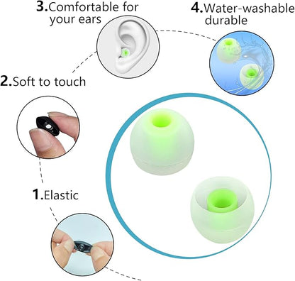 Earbud Tips Soft Anti Slip Washable Reusable Silicone Fit Most In-Ear Earbuds (Inner Hole 3.8mm-5.1mm) 18pcs S M L