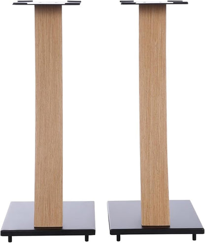 EXIMUS One Pair Fixed Height Universal Speaker Floor Stands with Real Wood - Oak - 290 Series
