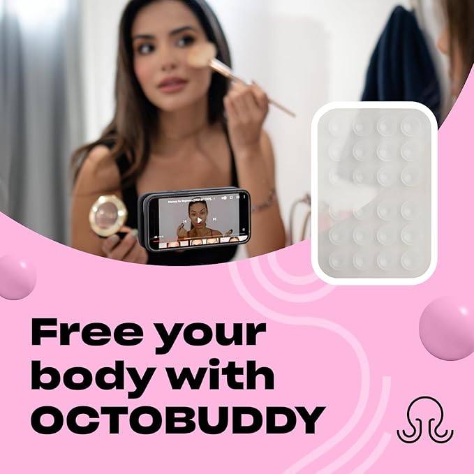 Classic - Silicone Suction Phone Case Adhesive Mount - Hands-Free, Strong Grip Holder for Selfies & Videos - iPhone & Android Compatible - 2.25″ x 3.25″, Transparent