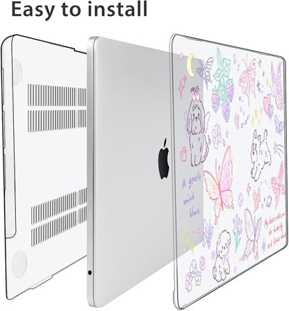 for 2025 2024 2023 2022 MacBook Air 13 inch Case M4 A3240 M3 A3113 M2 A2681 with Touch ID& 13.6" Liquid Retina Display, Plastic Hard Shell&Keyboard Cover&Screen Film&Webcam Cover, Cute Puppy
