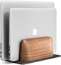 UPERGO Vertical Laptop Stand, Dual Slot Wooden Laptop Holder Vertical for Desk, Width Adjustable Dock for MacBook Pro and Other Laptops