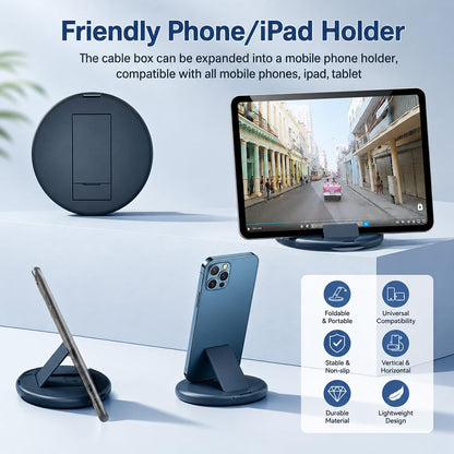 Yesimla USB C Adapter Kit, Multi Charging Cable Case Convertor USB C to iOS Device Type C Micro Adapter Data Transfer Contains Card Slot for Traveling, Use as Phone Holder(Midnight Blue)