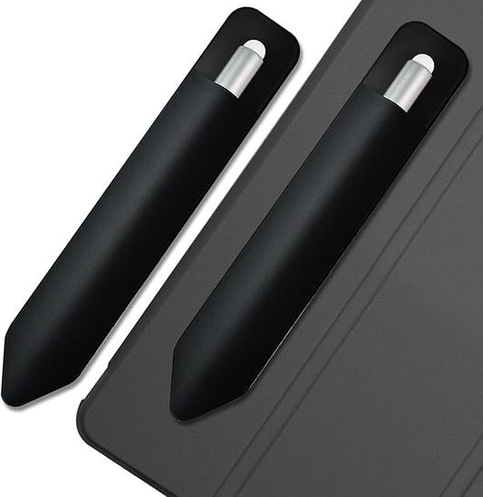 2 Pcs Silicone Pencil Tective Holder, Strong Adhesive Pen Case Holder Black