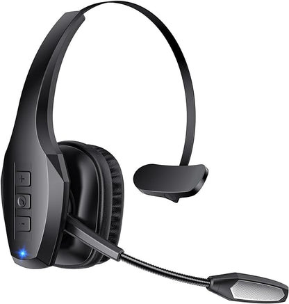 Trucker Bluetooth Headset, Wireless Headset with Mic, Bluetooth Headsets with Dual Noise Cancelling Microphone & Mute Button, 55Hrs Working Time PC Headsets for Cell Phones, Computer, Truck Driver
