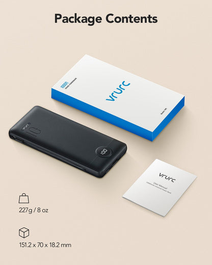 VRURC Portable Charger, Power Bank Built-in Cables and AC Wall Plug