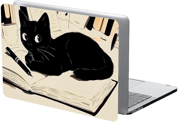 Compatible with MacBook Air 13.3 13.6 Inch Case 2022 2021 2020 2019 Plastic Hard Shell Case Cover,13.6 Air (A2681) M2 2022, Black Cat