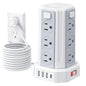 Power Strip 10 Ft Extension Cord with 12 AC Multiple Outlets 4 USB (1 USB C), SMALLRT Power Strip Tower Desktop Charging Station for Home Office College Dorm Essentials