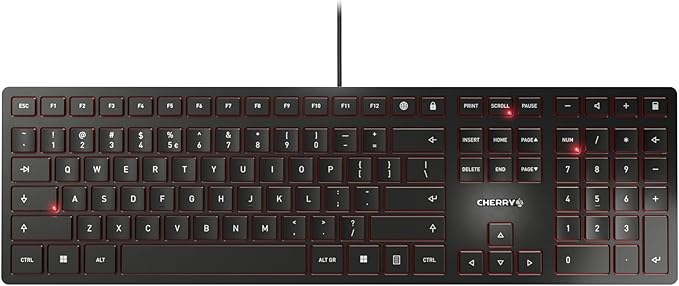 CHERRY KC 6000 Slim Wired USB Keyboard Ultra-Slim Design US Layout for Work or Home Office QWERTY Black