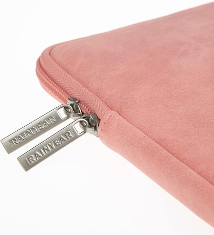RAINYEAR 11 Inch Laptop Sleeve PU Suede Leather Case Protective Padded Cover Water Resistant Carrying Bag Compatible with 11.6 MacBook Air Surface Pro for 11 Notebook Computer Tablet Chromebook(Coral)