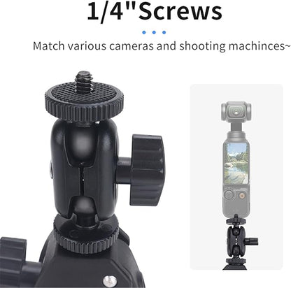 Action Camera Clamp Mount Bike Handlebar Mounts,Universal Compatible with DJI Pocket 3 /Action 5 Pro/Osomo 360, for Insta360 X5/X4 Series, Fit for Light/Other Sports Action Camera Clip Adapter Holder