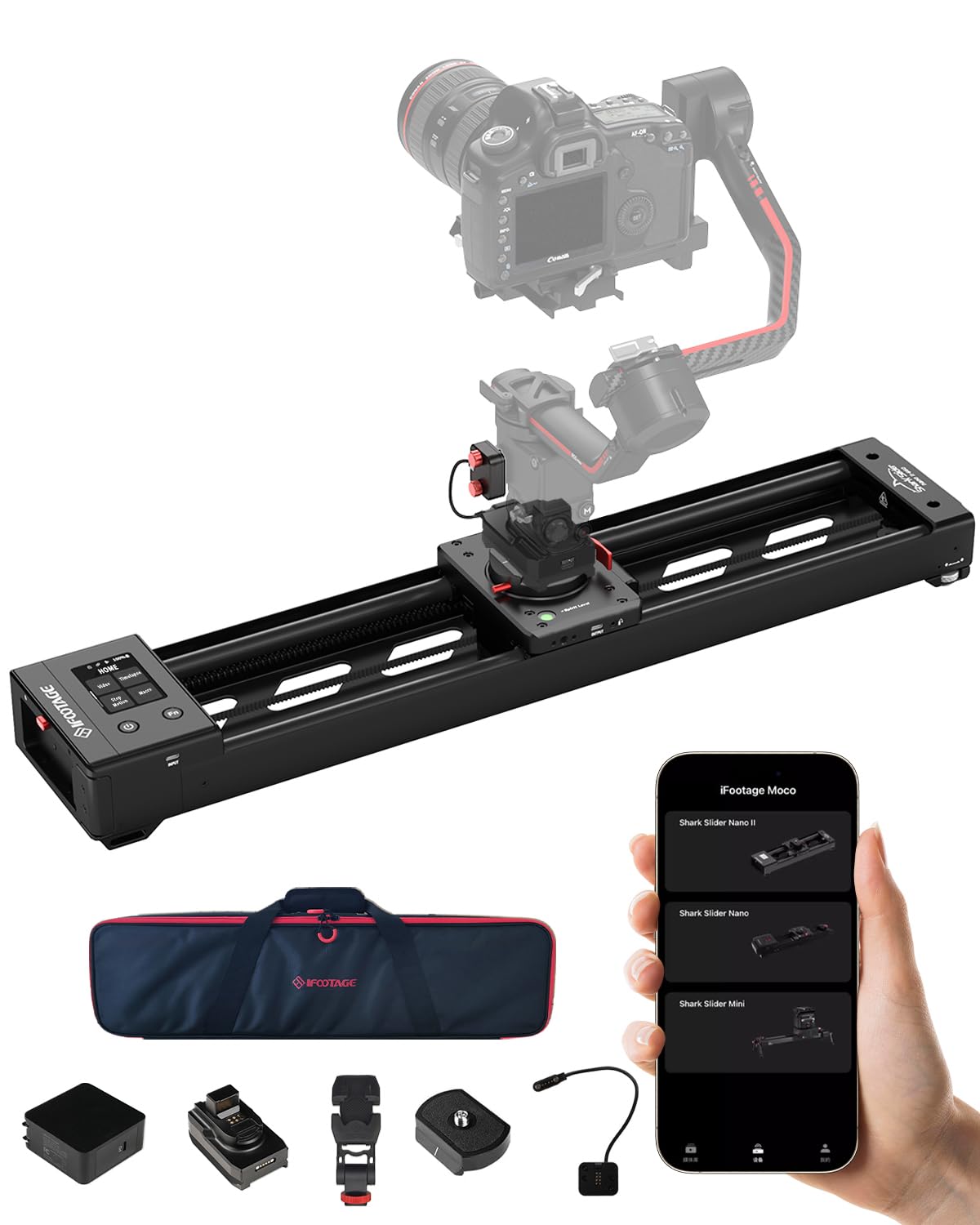 IFOOTAGE Shark Slider Nano II 660,Professional Motorized Camera Slider,Compatible with DJI RS2, RS2Pro, RS3 Pro, RS4, RS4 Pro,Video Stabilizer Rail,Timelapse,Heavy Camera,Max.Payload 15.4lbs