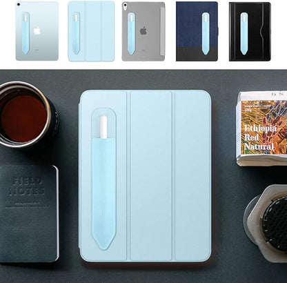 MoKo Pencil Holder Sticker Fit Apple Pencil Pro, Apple Pencil (USB-C), Apple Pencil 1st/2nd Generation, Elastic Pencil Pocket Pouch Adhesive Sleeve Attached to iPad Case for Stylus Pens,Sky Blue
