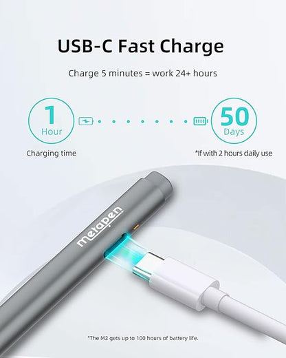 Metapen Stylus Pen M2 for Surface (Premium, 4096 Finest Control, Eraser End) - Compatible with Surface Pro 7//8/9/X//10/11/Book 3/Laptop 4/Studio 2, ASUS VivoBook Flip 14, for Creators,Students,Doers