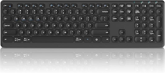 K9300 Wireless Bluetooth Keyboard (USB+BT1+BT2), Support Multi Device Switching, Full Size, Scissor-Switch Keys Silent Design for Computer, Laptop, MacBook and iPad.(Black) (K9300)