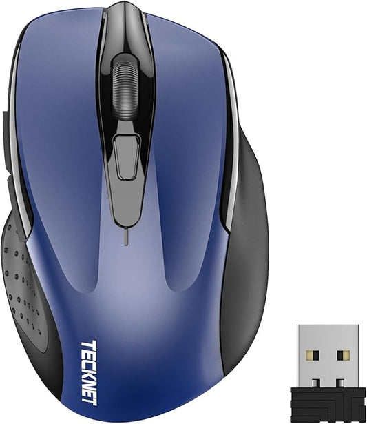 TECKNET Wireless Mouse, 2.4G Ergonomic Computer Mouse, 2600 DPI, Blue