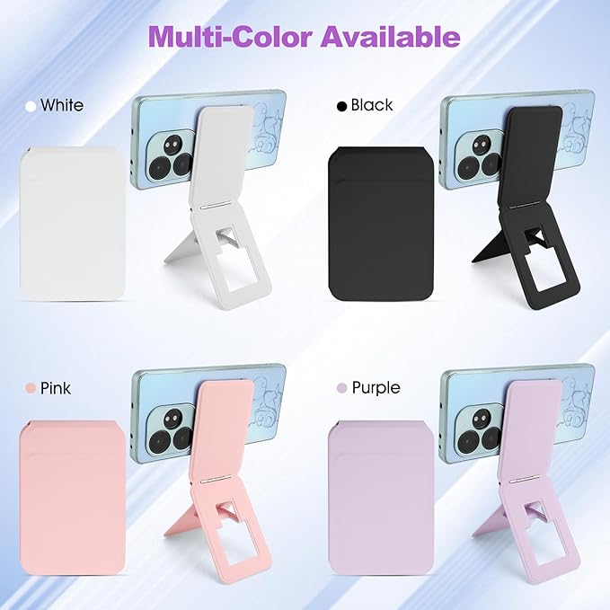 Phone Stand, Foldable Magnetic Phone Tripod, Angle Adjustment & Strong Magnets PU Leather Phone Stand, Compatible with All Smart Phone 16/15/14/13/12 (Purple)