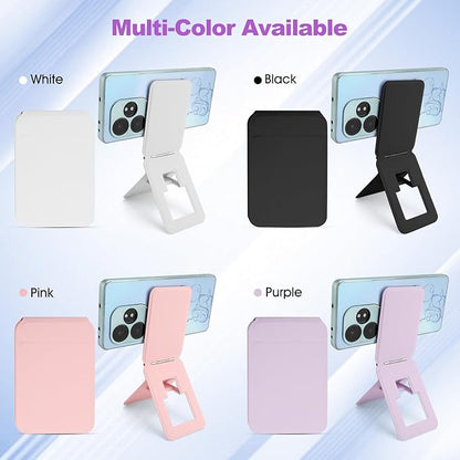 Phone Stand, Foldable Magnetic Phone Tripod, Angle Adjustment & Strong Magnets PU Leather Phone Stand, Compatible with All Smart Phone 16/15/14/13/12 (Purple)