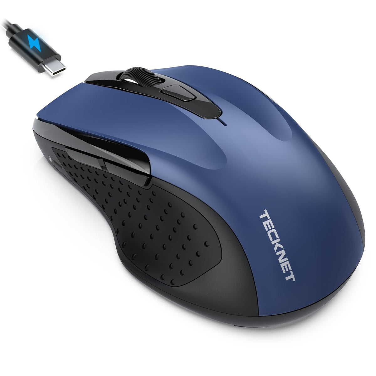 TECKNET Rechargeable Jiggler Wireless Mouse, Dual-Mode Connectivity, Black
