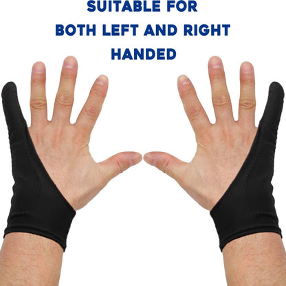 AKX Artist Glove Small - 2 Pack Palm Rejection Drawing Gloves for Graphic Tablet, iPad - Smudge Guard, Reduce Friction, 1-Finger, Elastic Lycra, Good for Left and Right Hand, Black | AK-01