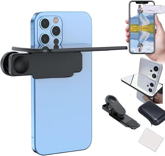 Mirror Effect Lens - Capture Stunning Reflections Instantly,Camera Mirror Reflection Clip for Back Camera Recording, Adjustable Hd Glass Phone Shooting Reflection Mirror (Black)