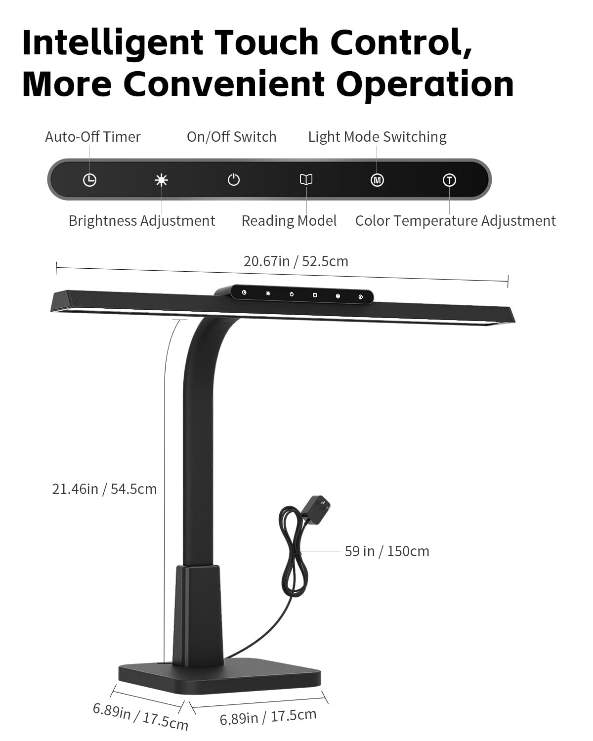 Desk Lamp with Stable Base, 1600LM Computer Desk Light with Timer Function