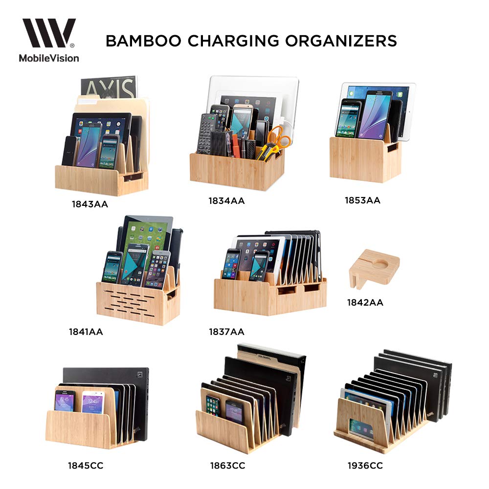 MobileVision Bamboo Multi Device Organizer for Smartphones, Tablets and Laptops, 5 Slots